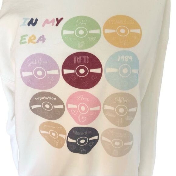 Taylor Swift In My Era Album CDs Crew Neck Lightweight Sweatshirt Size M - Picture 2 of 7